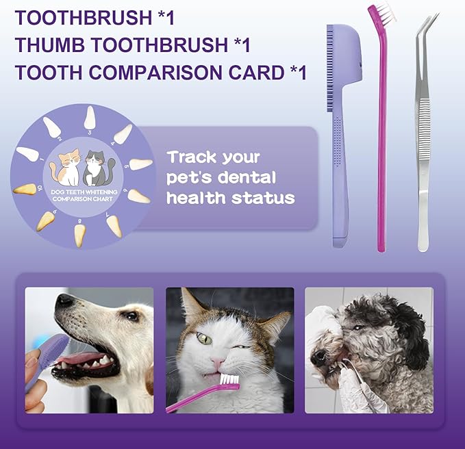 Dog Teeth Cleaning Kit-Dog Tooth Plaque Remover-Ultimate Pet Dental Care Kit - Ultrasonic Teeth Cleaner and Plaque Remover for Dogs | Complete Oral Hygiene Solution-White