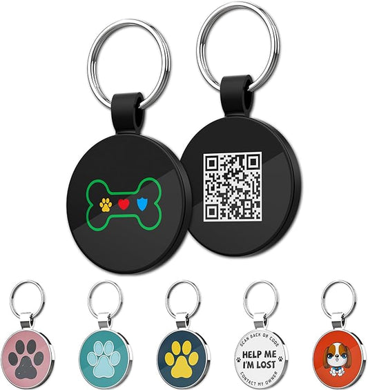 MYLUCKYTAG QR Code Pet ID Tags Dog Tags - Pet Online Profile - Scan QR Receive Instant Pet Location Alert Email