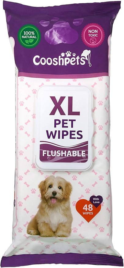 Premium Formulations XL Flushable Pet Wipes 48 Count (Single Pack)