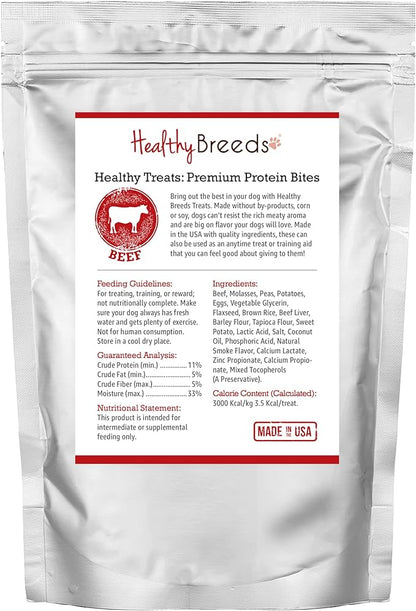 Healthy Breeds English Toy Spaniel Healthy Treats Premium Protein Bites - Low Fat Dog Treats - Beef is The 1st Ingredient - 10 oz