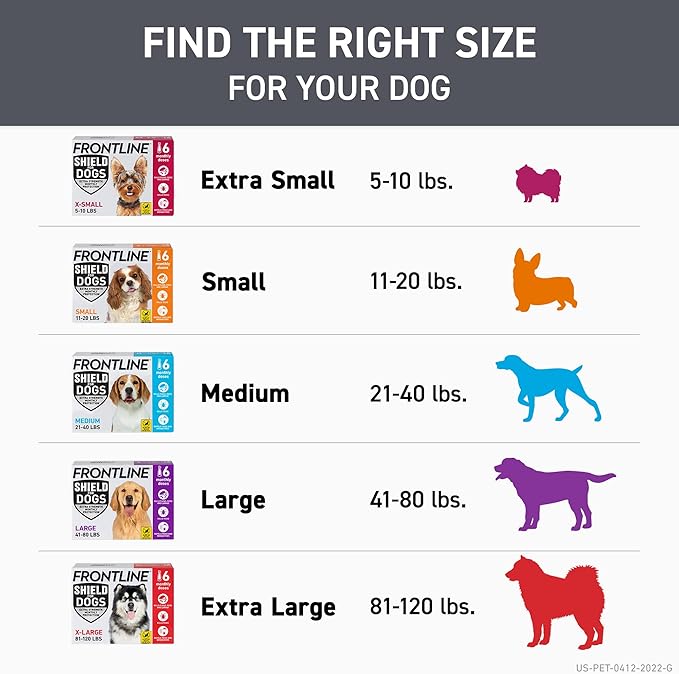 FRONTLINE Shield Flea & Tick Treatment for Large Dogs 41-80 lbs., Count of 6