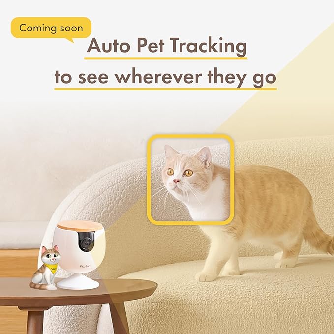 Furbo Mini NEW Pet Camera: Home Security Camera with Barking or Meowing Alerts, Cat or Dog Camera with Phone App, Smart Home Indoor Cam with 2-Way Speaker and Night Vision (No Subscription Required)