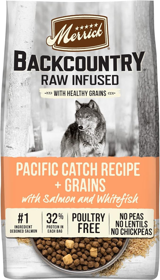 Merrick Backcountry Healthy Grains Premium Dog Food Kibble with Freeze Dried Raw Pieces, Pacific Catch Recipe - 4.0 lb. Bag