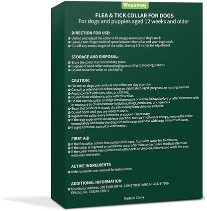 4 Pack Flea Collar for Dogs, Dog Flea and Tick Treatment, 8 Months Protection Flea and Tick Collar for Dogs, Waterproof Dog Flea Collar, Adjustable Collar Flea and Tick Prevention for Dogs