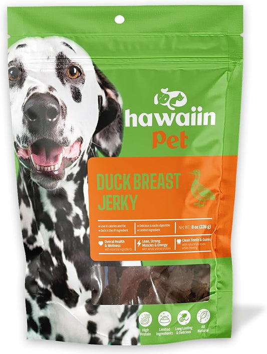 Duck Jerky Dog Treats 8 oz, Rawhide-Free, Grain-Free, Made with Real Breast, Healthy, Long-Lasting and Great Tasting Treat