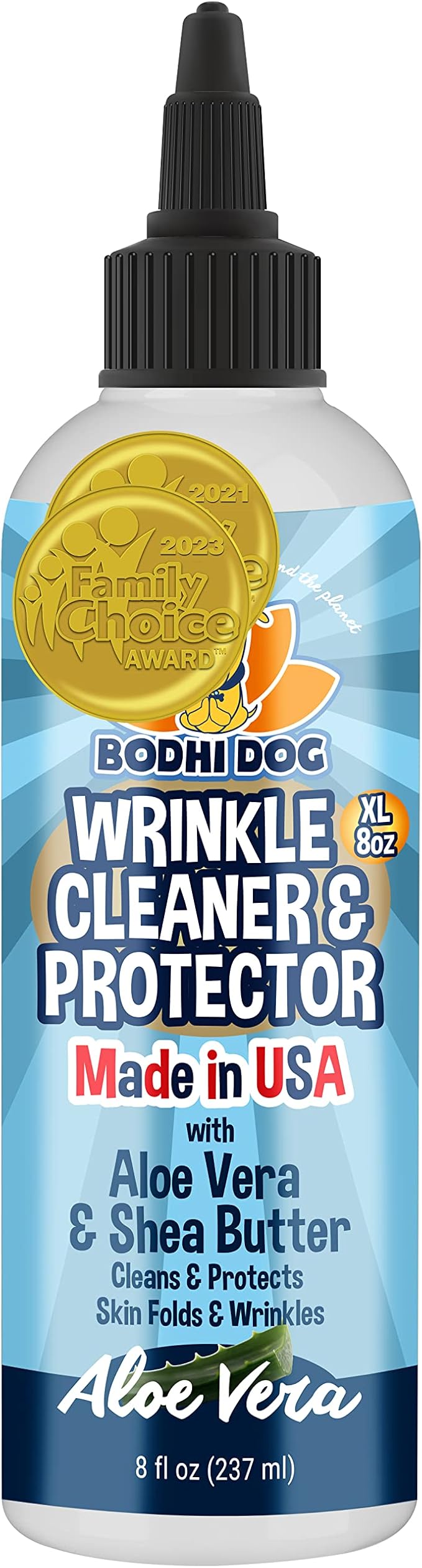 Bodhi Dog Wrinkle Cleaner and Protector | Extra Large 8oz | Soother & Protect Wrinkles & Skin | Stain Remover & Anti Itch for Bulldogs & Pugs | Made in The USA