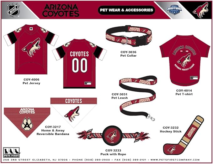 Pets First COY-3036-LGNHL Arizona Coyotes Collar for Dogs & Cats, Large. - Adjustable, Cute & Stylish! The Ultimate Hockey Fan Collar!, Large (18-28" Length x 1" Width)