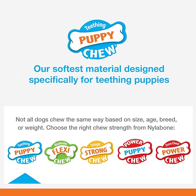 Nylabone Puppy Teething and Soothing Chew Toy - Puppy Chew Toys for Teething - Puppy Supplies - Chicken Flavor, Pink, X-Small/Petite (1 Count)