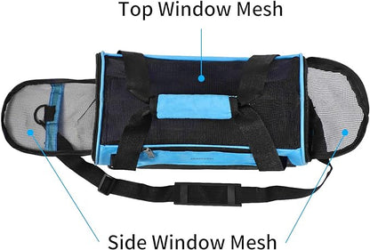 JMOON Cat Carrier Soft-Sided Airline Approved Pet Carrier Bag,Pet Travel Carrier for Cats,Dogs Puppy Comfort Portable Foldable Pet Bag (Medium, Blue)