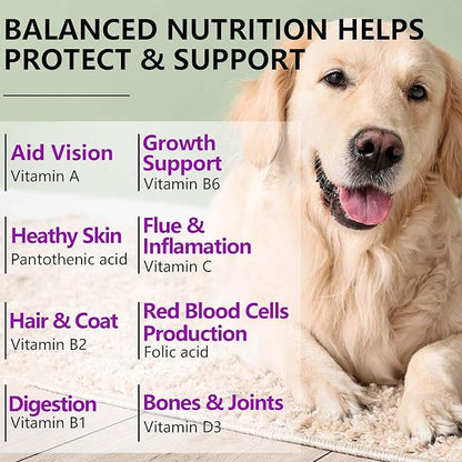 15-in-1 Dog Multivitamin Supplements with Glucosamine & Probiotics，Natural Daily Vitamins Chews for Dogs,Pet Health Support-Skin-Immunity-Gut Digestion-Joint-Heart,150 Pcs-Duck Flavor