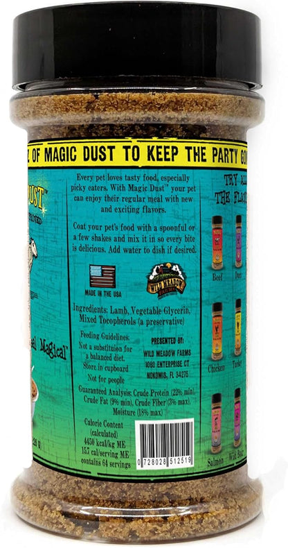 Wild Meadow Farms - Magic Dust Lamb Jerky Topper, Single Protein Pet Food Topper for Dogs & Cats, Enhance Flavor & Elevate Mealtime Excitement for Picky Eaters, Made in USA - 8 Ounce Bottle
