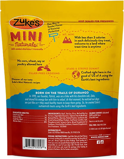 Zuke's Mini Naturals Dog Training Treats, Beef Recipe, Soft Mini Dog Treats with Vitamins & Minerals, Made for All Breed Sizes (Beef, 6 Ounce (Pack of 2))