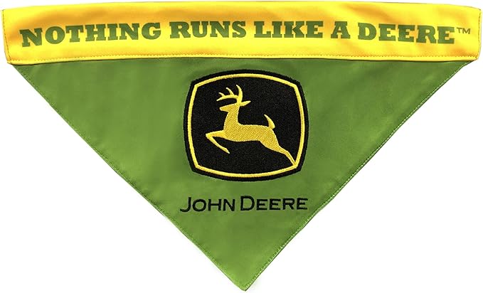Pets First John Deere Reversible PET Bandana for Dogs and Cats, Best Bandana for Construction, Tractors, John Deere Fan! Size: Small-Medium. Best Collar-Pull-Through Bandana, Green, (JOD-3217-S-M)