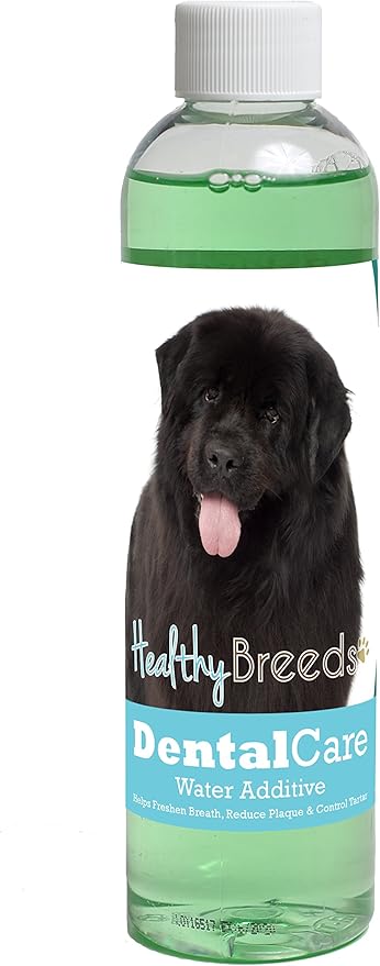 Healthy Breeds Dog Dental Care Water Additive for Newfoundland - Helps Freshen Breath, Reduce Plaque & Control Tartar - Mint Flavor - 8 oz