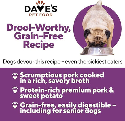 Dave's Pet Food Grain Free Wet Dog Food (Pork & Sweet Potato in Broth), Made in Canada Naturally Healthy Canned Dog Food, Added Vitamins & Minerals, Wheat & Gluten-Free, 13.2 oz (Case of 12)