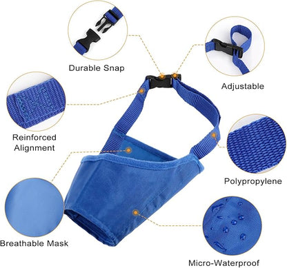 Dog Muzzles Suit, 7 PCS Adjustable Breathable Safety Small Medium Large Dogs, Dog Muzzle Mouth Cover for Anti-Biting Anti-Barking Anti-Chewing Safety Protection(Blue)
