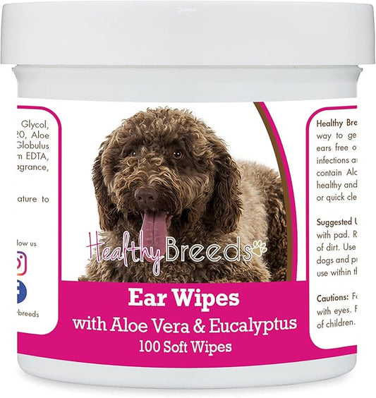 Healthy Breeds Spanish Water Dog Ear Cleaning Wipes with Aloe & Eucalyptus for Dogs 100 Count