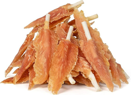 MON2SUN Dog Rawhide Twist 4-4.5 Inch Chicken Wrapped Rawhide Sticks for Puppy and Small Dogs, Promotes Dental Health Chicken Wings (18.34 Ounce -Pack of 1)