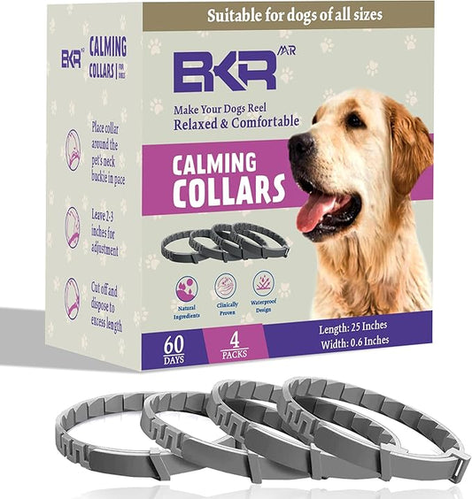Calming Collar for Dogs Relief Anxiety Stress Separation Anxiety Relief for Dogs Adaptil Bad Behavior 25 Inches Size Dog Flea Collar Flexible Adjustable Pheromones Calm, 4 Pack