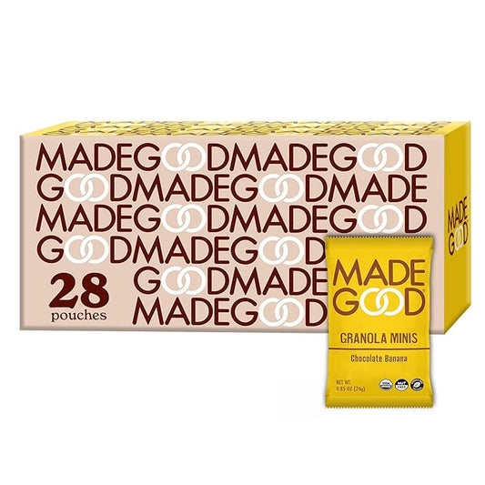 MadeGood Chocolate Banana Granola Minis, 28 Count, Organic and Delicious Snacks