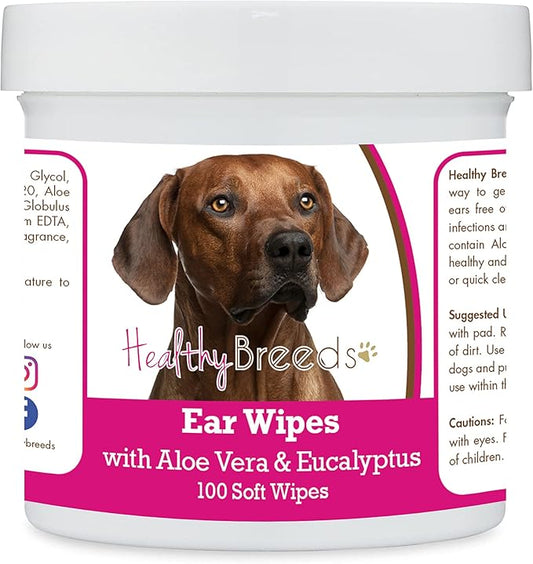 Healthy Breeds Rhodesian Ridgeback Ear Cleaning Wipes with Aloe & Eucalyptus for Dogs 100 Count