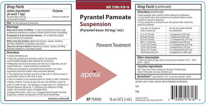 Pinworm Medicine Pyrantel Pamoate - Pint (473 mL) w/Six Oral Syringes (10 cc, 10 mL, 2 Tsp.) - Worm Out Parasite Cleanse Detox Purge