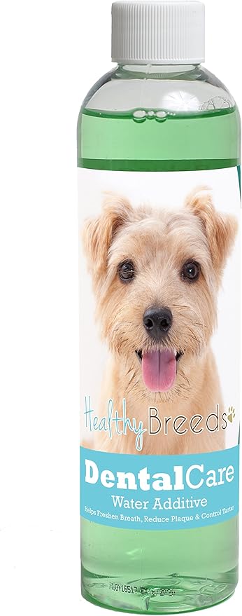 Healthy Breeds Dog Dental Care Water Additive for Norfolk Terrier - Helps Freshen Breath, Reduce Plaque & Control Tartar - Mint Flavor - 8 oz