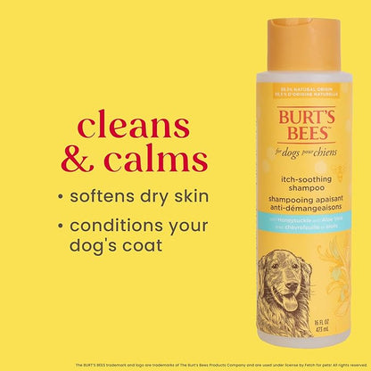 Burt's Bees for Pets Naturally Derived Itch Soothing Shampoo with Honeysuckle - Anti-Itch Dog Shampoo for All Dogs - Cruelty Free, Formulated without Sulfates and Parabens, Made in the USA, 16 Ounces