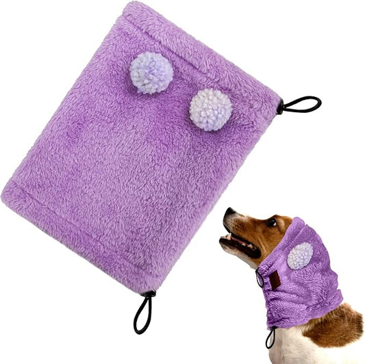 Adjustable Dog Noise Cancelling Ear Muffs Noise Protection - No Flap Ear Wraps for Dogs - Snoods Dog Headband Ear Covers for Anxiety Relief, Thunderstorms, Fireworks & Grooming (Purple, Large)