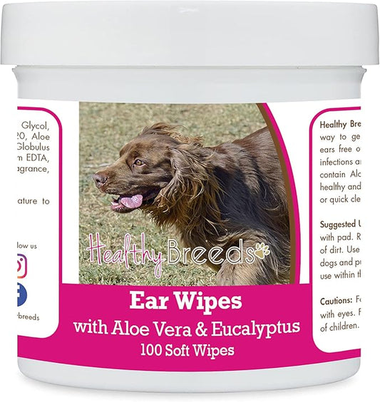 Healthy Breeds Sussex Spaniel Ear Cleaning Wipes with Aloe & Eucalyptus for Dogs 100 Count
