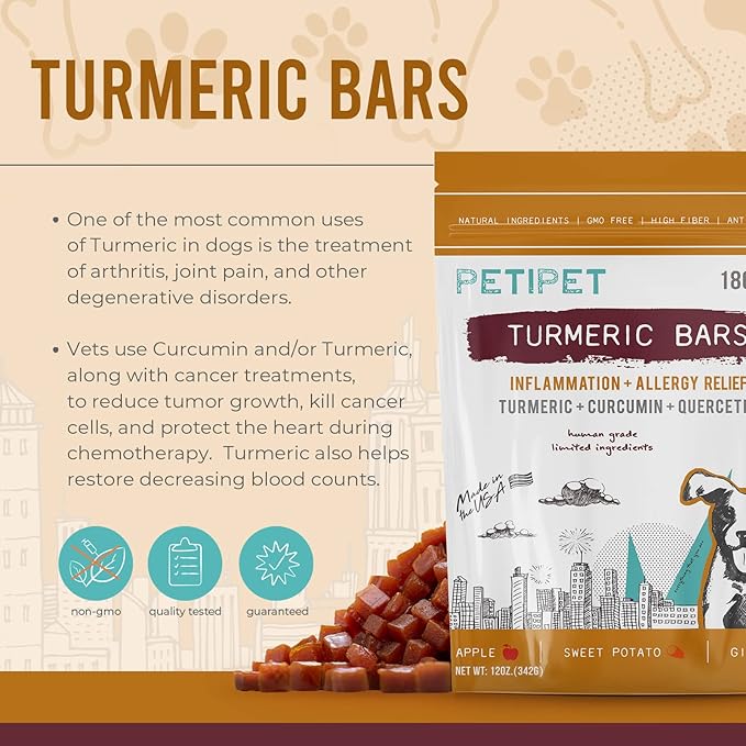 Vegan Organic Turmeric, Curcumin, Quercetin Plant Based Soft Chews for Seasonal Allergies, Itch, Skin Hot Spots, Immune & Digestive Health (180 Count)…