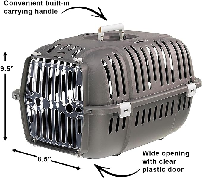 Ferplast Jet Pet Carrier: Value Dog Carrier Suitable for Toy Dog Breeds & Small Cats, Assembled Dimensions are 18.51L x 12.6W x 11.42H inches, Gray