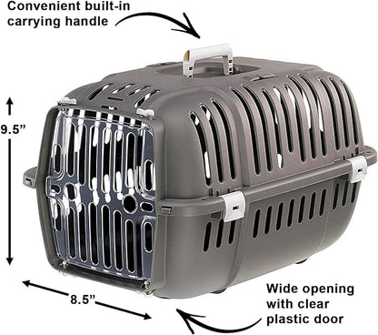 Ferplast Jet Pet Carrier: Value Dog Carrier Suitable for Toy Dog Breeds & Small Cats, Assembled Dimensions are 18.51L x 12.6W x 11.42H inches, Gray