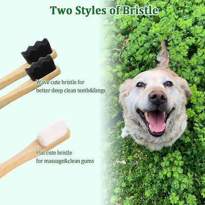 JGocot 3Pack Dog Toothbrush, |Ultra Soft Micro Nano Bristle| Pet Toothbrush for Sensitive Gum&Teeth,Eco-Friendly Natural Dog Bamboo Toothbrush Dog Dental Care Kit for Medium/Large Breed Dogs
