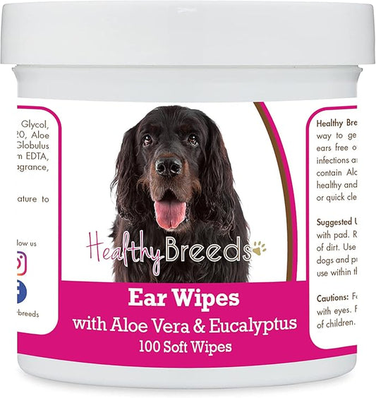 Healthy Breeds Gordon Setter Ear Cleaning Wipes with Aloe & Eucalyptus for Dogs 100 Count