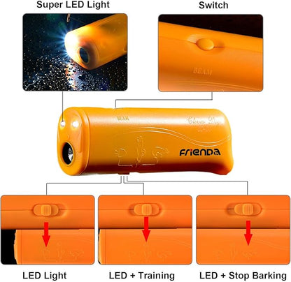 Frienda LED Ultrasonic Dog Trainer Device 3 in 1 Stop Barking Stop Bark Handheld Dog Training Device (Yellow)