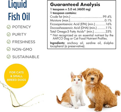 Nordic Naturals Omega-3 Pet, Unflavored - 2 oz - 304 mg Omega-3 Per One mL - Fish Oil for Small Dogs & Cats with EPA & DHA - Promotes Heart, Skin, Coat, Joint, & Immune Health