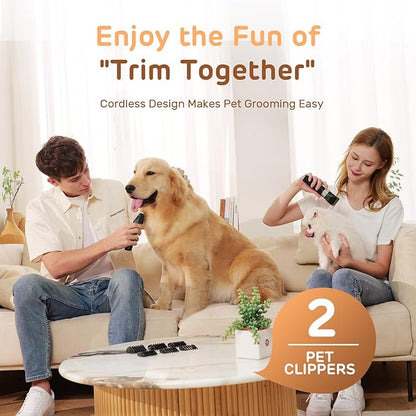 Dog Clippers for Grooming, 2 Pack Pet Hair Trimmers with 2 Speed Grooming Mode, Rechargeable, Cordless, Electric Quiet, Suitable for Dogs Cats (Black)