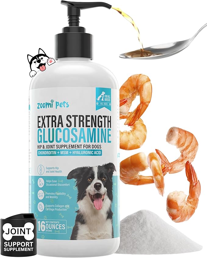 Liquid Glucosamine for Dogs (16oz) - Hip and Joint Supplement with Hyaluronic Acid, MSM, Manganese & Glucosamine Chondroitin for Dogs - Dog Joint Supplement Large Breed, Medium & Small Dogs