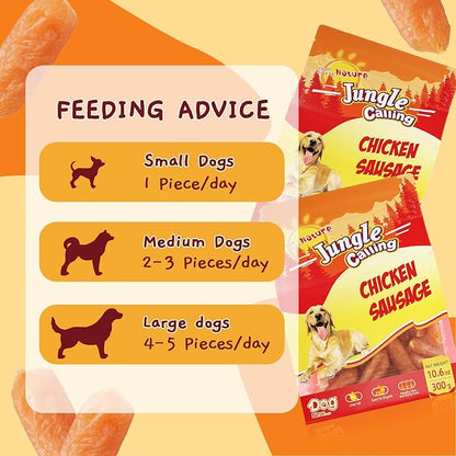 Jungle Calling Dog Treats Chicken Jerky Training Treats, Slow Roasted Snacks for Medium and Large Dogs Chewy Treats 10.6 Ounce (Chicken Sausage)