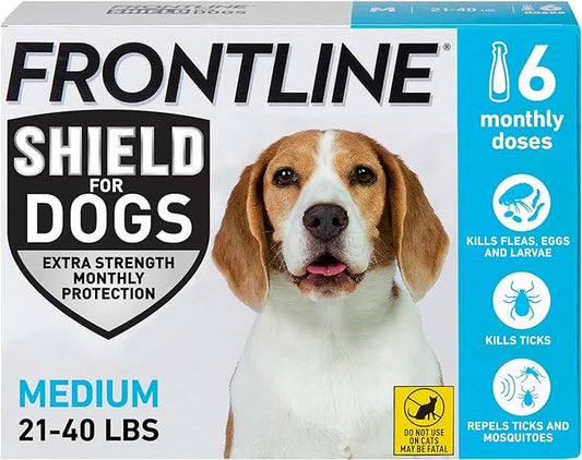 Frontline Shield Flea & Tick Treatment for Medium Dogs 21-40 lbs., Count of 6