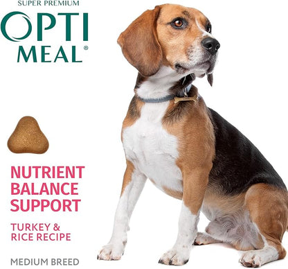 OPtimeal Dry Dog Food for Medium Dogs - Proudly Ukrainian - Dog Food Dry Recipe with High-Protein to Support Healthy Digestion for Medium Breeds (26.5 lbs, Turkey & Rice)