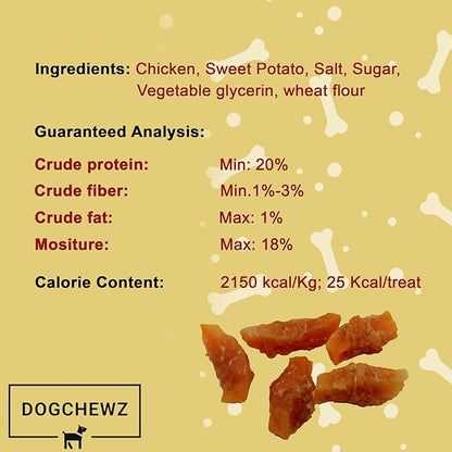 DOGCHEWZ™ Premium Chicken Wrapped Sweet Potato Jerky Treats for Dogs | Size: 1 LB (37-41 Pieces) | Made with Real Chicken and Sweet Potato, Easily Digestible, Long Lasting