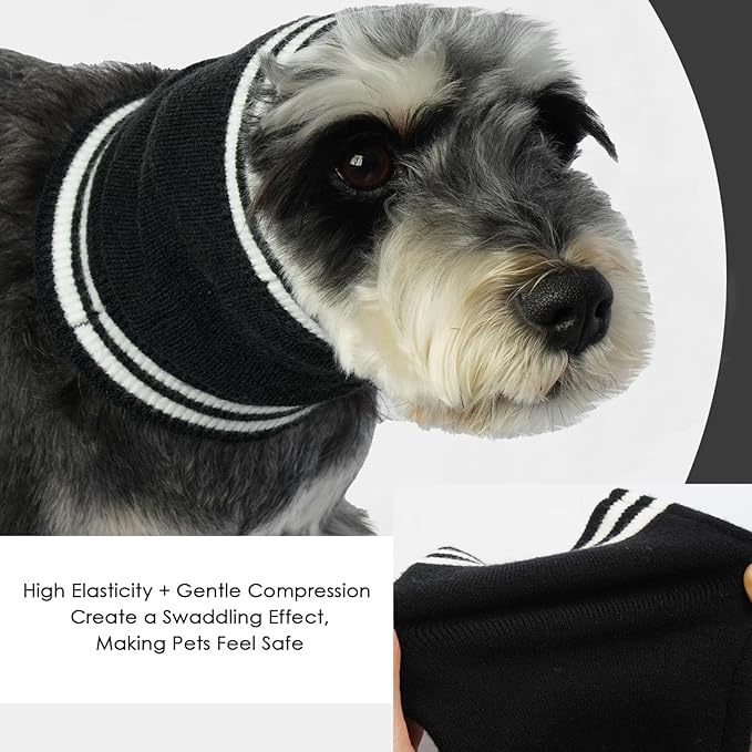 IECOii Calming Headband for Dogs,Dog Calming Hood Dog Noise Canceling for Fireworks,Thunderstorms,Quiet Dog Ear Covers for Blow Drying/Pet Grooming,Dog Neck and Ear Warmer for Medium Dogs,Black-M