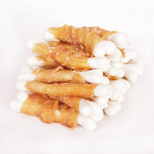 Dog Treats, Chicken Wrapped Calcium Dog Bones, Rawhide Free Dog Treats, 2.8 inch, 12oz