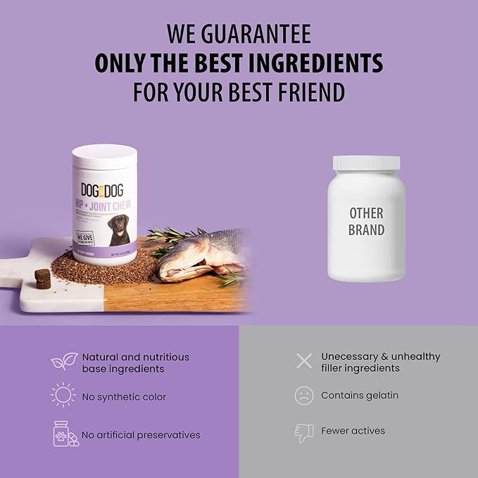 Dog for Dog Hip and Joint Supplement dogs - 90 Bacon Flavor Chews- Hip and Joint Chews for Dogs | Dog Joint Support Supplement for Dogs | Glucosamine for Dogs Hip and Joint Supplement