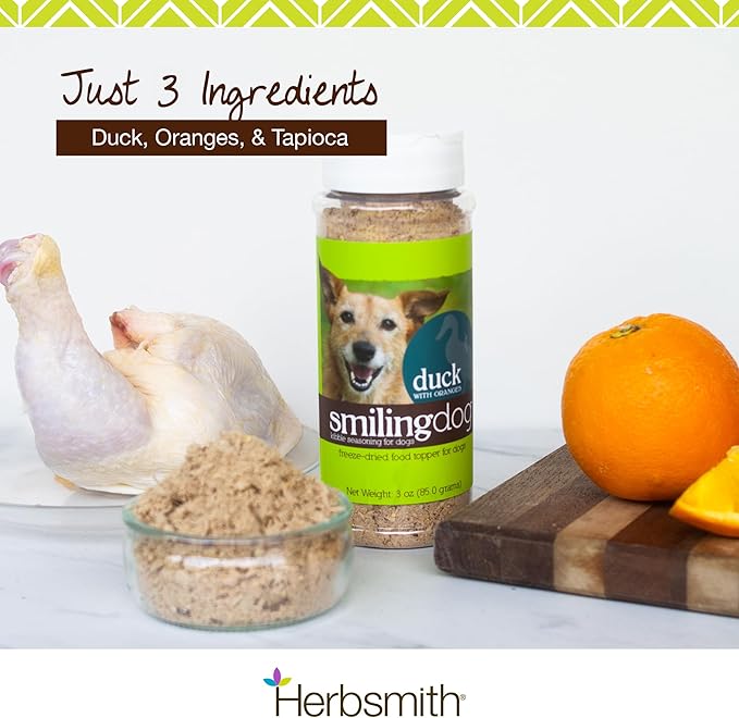 Herbsmith Kibble Seasoning – Freeze Dried Duck – DIY Raw Coated Kibble Mixer – Dog Food Topper for Picky Eaters [Bundle x2 Units]