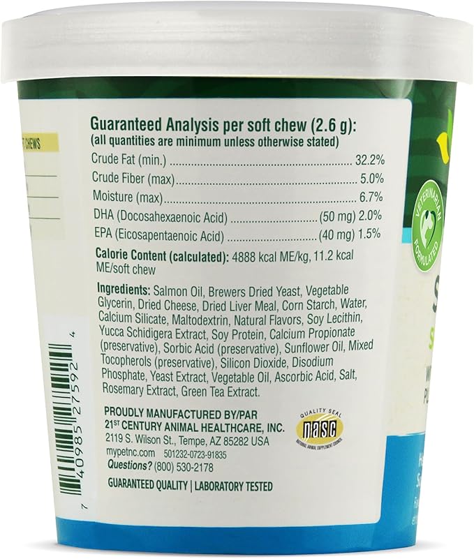 PetNC Natural Care Skin and Coat Soft Chews for Dogs, 60 Count