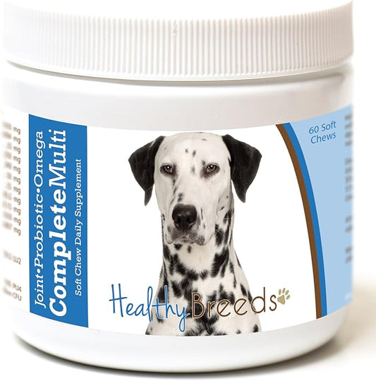 Healthy Breeds Dalmatian All in One Multivitamin - Complete with Probiotics, Glucosamine, Chondroitin & Omegas - 60 Soft Chewy Treats
