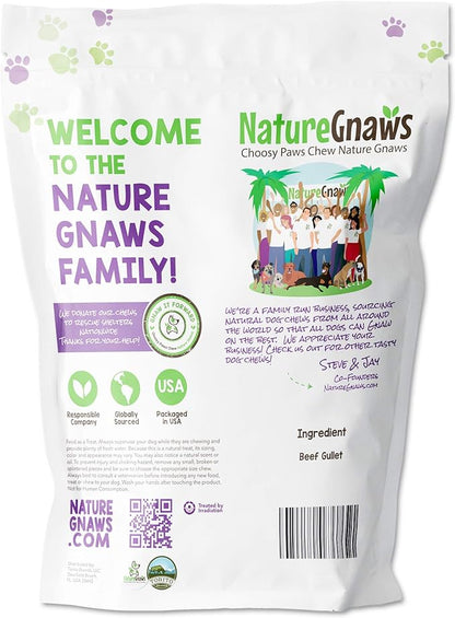 Nature Gnaws - Beef Jerky Chews for Large Dogs - Premium Natural Beef Gullet Sticks - Simple Single Ingredient Tasty Dog Chew Treats - Rawhide Free 9-10 Inch